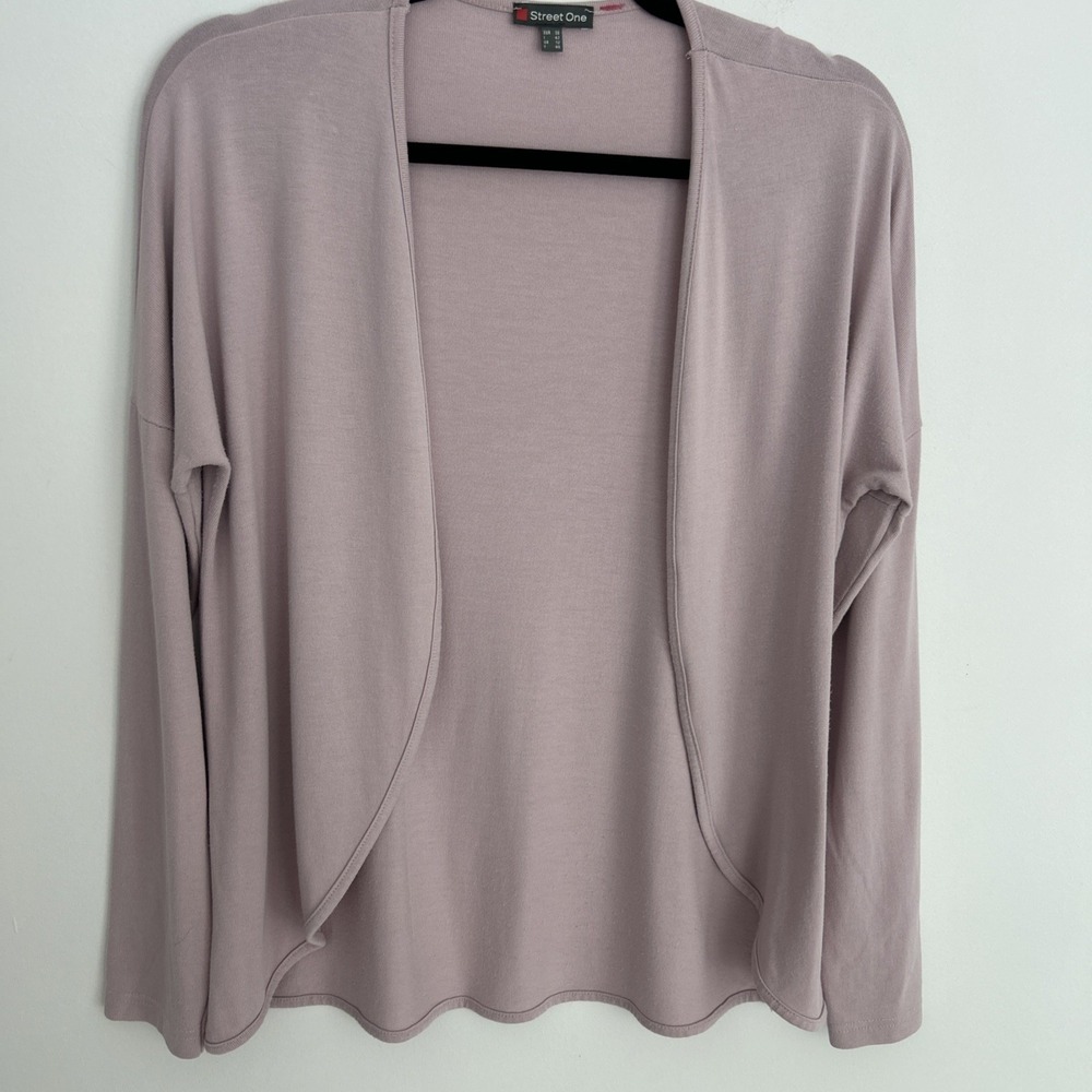 Street One Women's Small Long Sleeve‎ Open Front Dusty Rose Cardigan Sweater